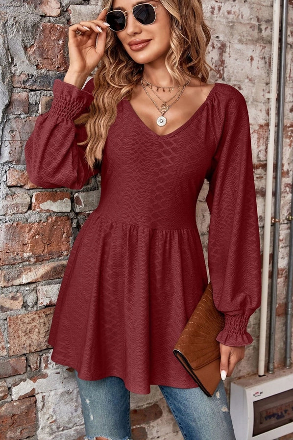 V NECK LONG SLEEVE TOP