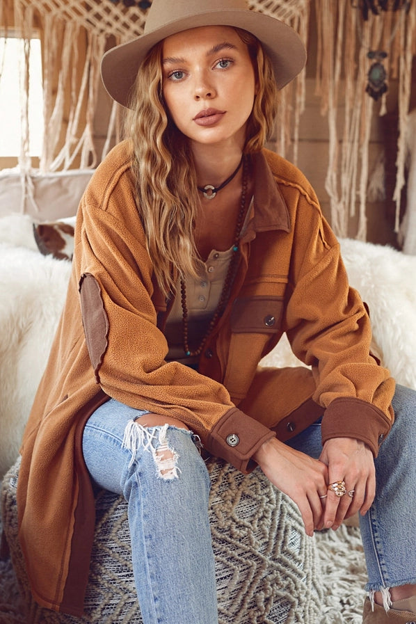 CAMEL FLEECE SHACKET