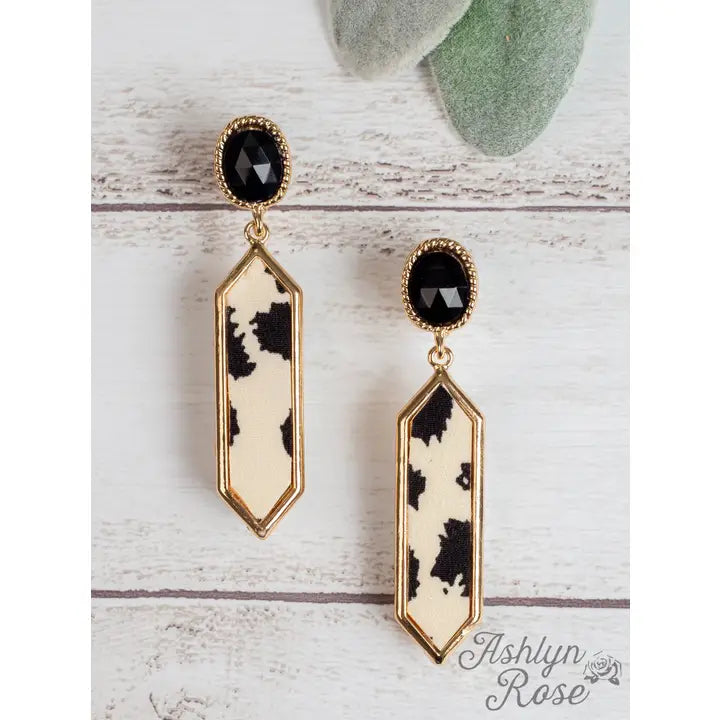 Cream Cowhide Dangle Earrings