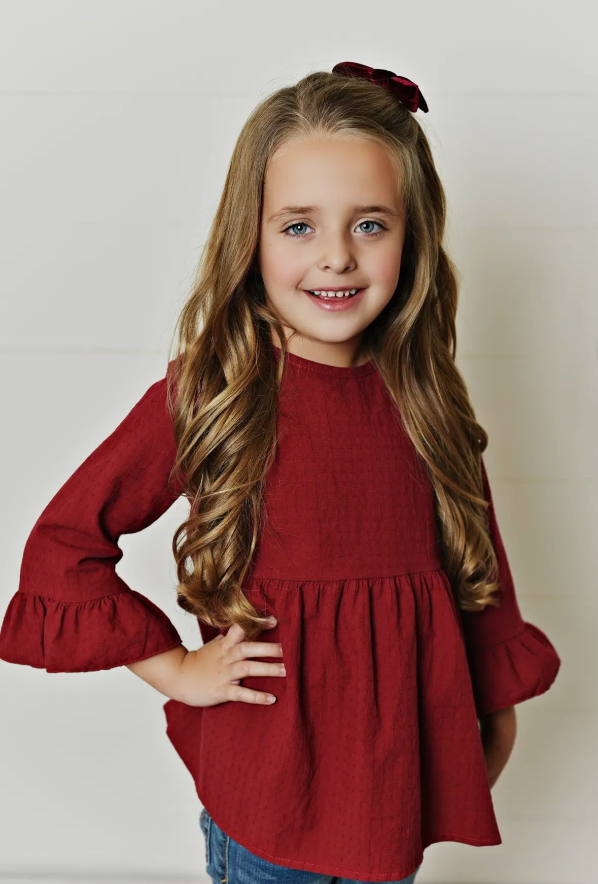Girls Red Ruffle Shirt