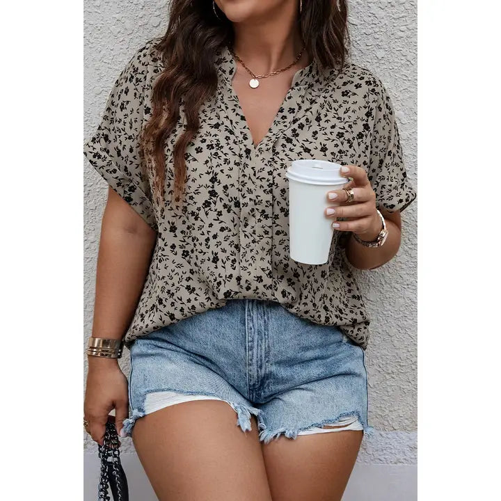 KHAKI FLORAL CURVY