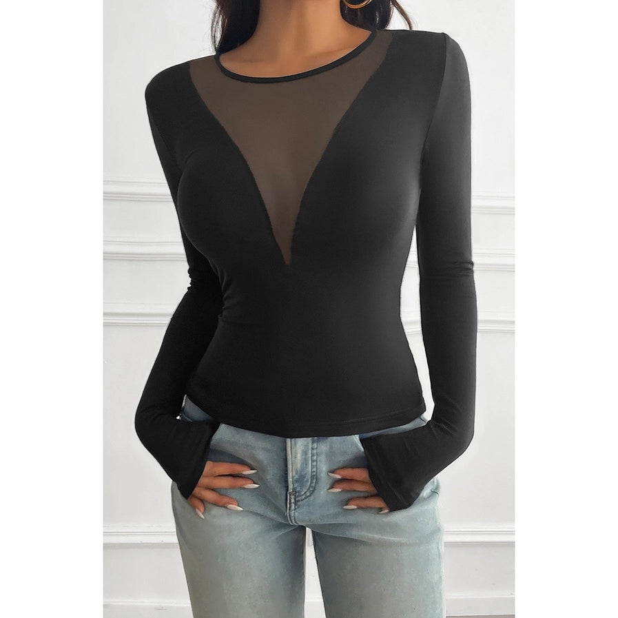 SLIM FIT SHEER BLACK MESH TOP