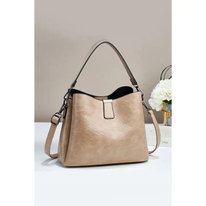 VEGAN LEATHER BUCKET CROSS-BODY BAG