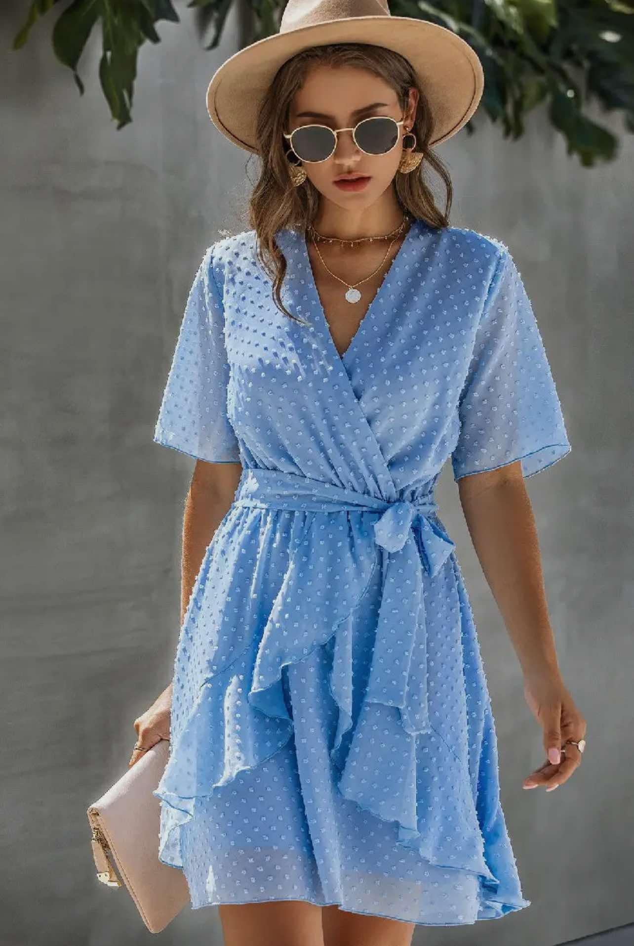 V-NECK TEXTURED DRESS