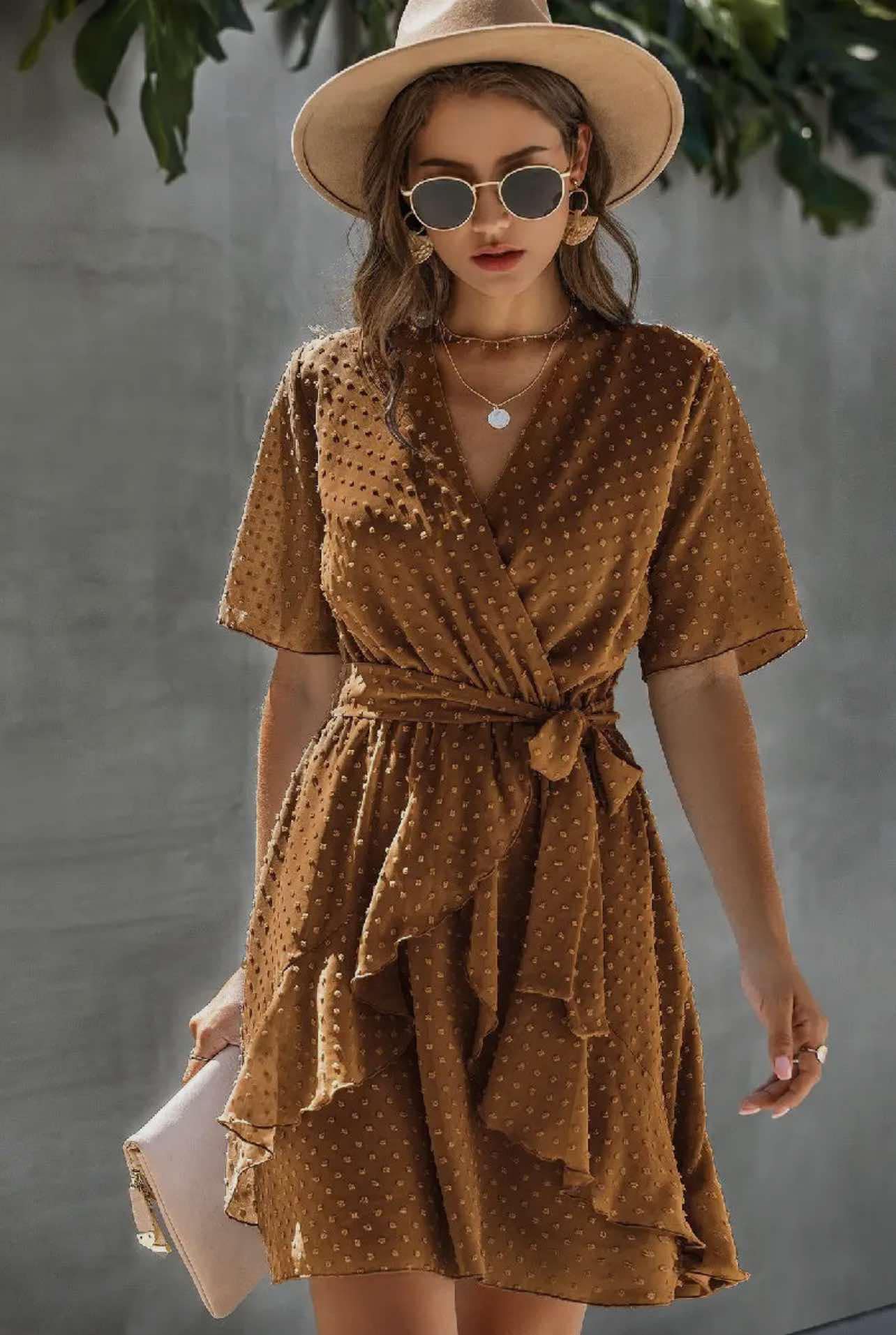 V-NECK TEXTURED DRESS