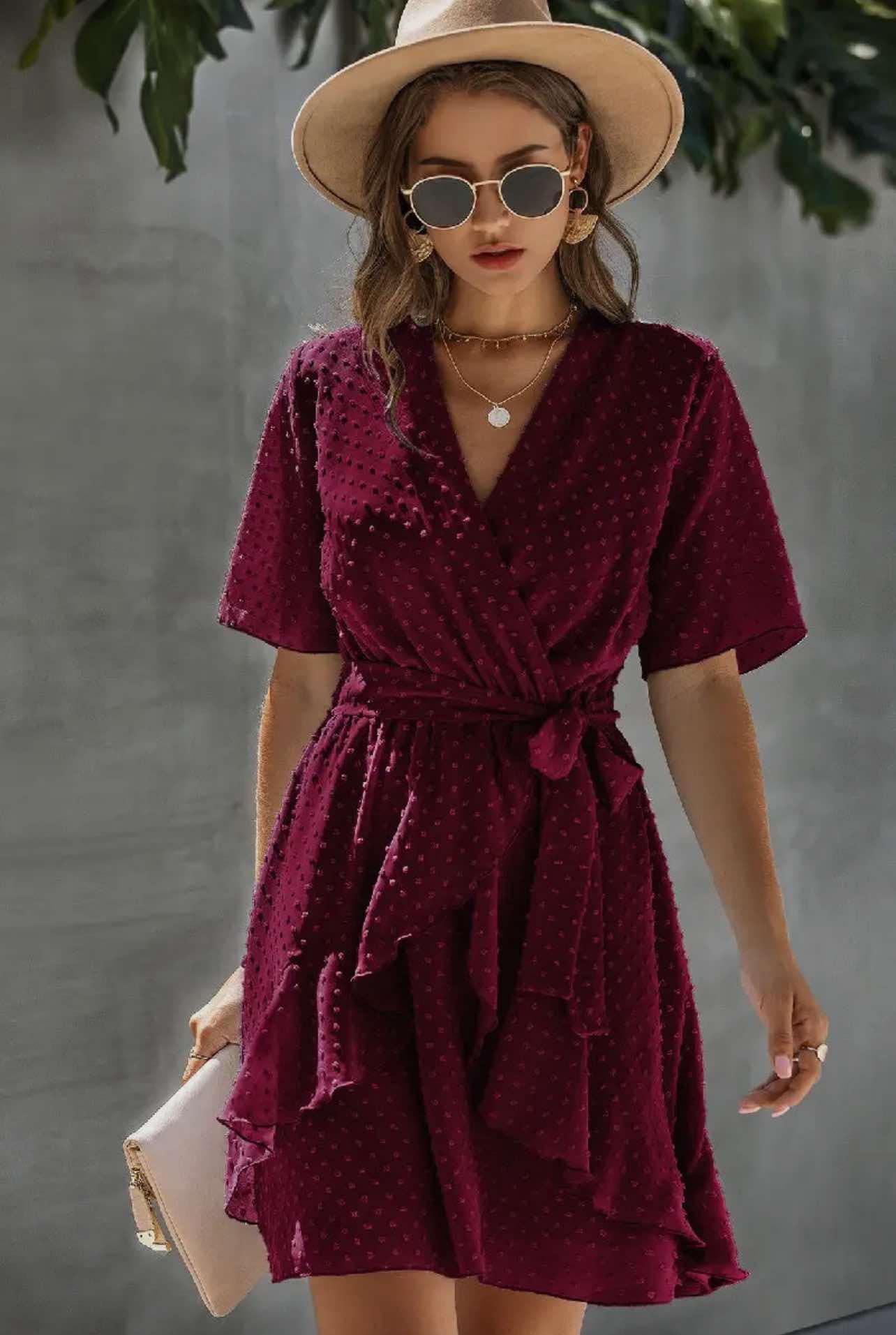 V-NECK TEXTURED DRESS