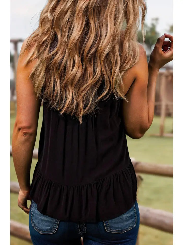 Floral Black Tank
