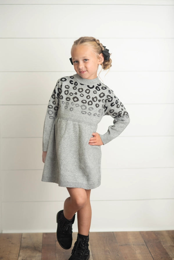 Girls Leopard Sweater Dress
