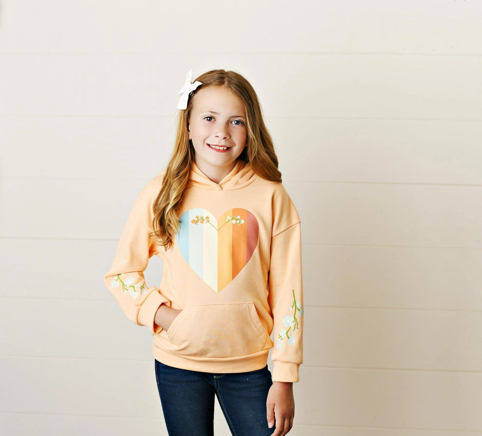 Girls Peach Heart Hoody