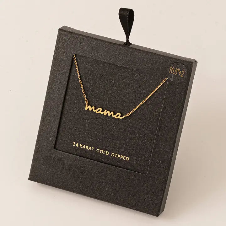 GOLD MAMA CURSIVE NECKLACE