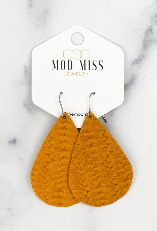 MUSTARD YELLOW TEARDROP EARRINGS
