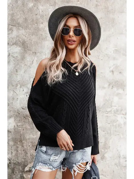 SHOULDER CUT OUT SWEATER
