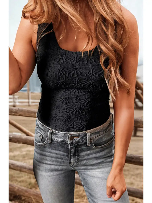 Black Jacquard Tank