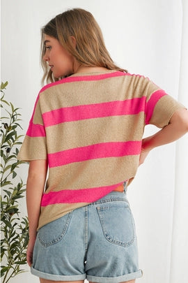 Pink + Beige Sweater T