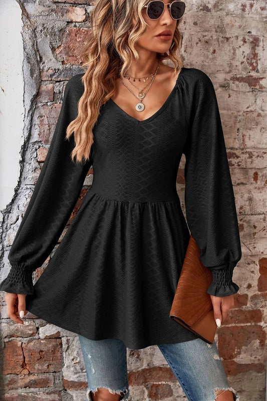 V NECK LONG SLEEVE TOP