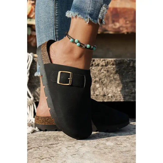 BUCKLE CLOGS IN BLACK