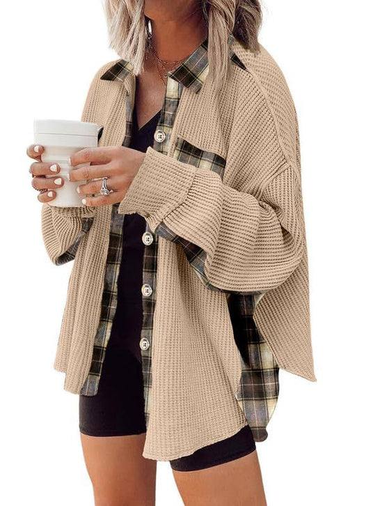 KHAKI OVERSIZED PLAID