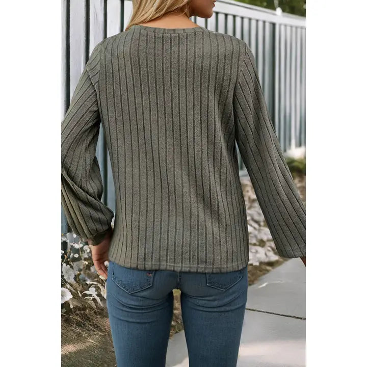 MOSS GREEN LEOPARD PRINT SOFT RIBBED KNIT