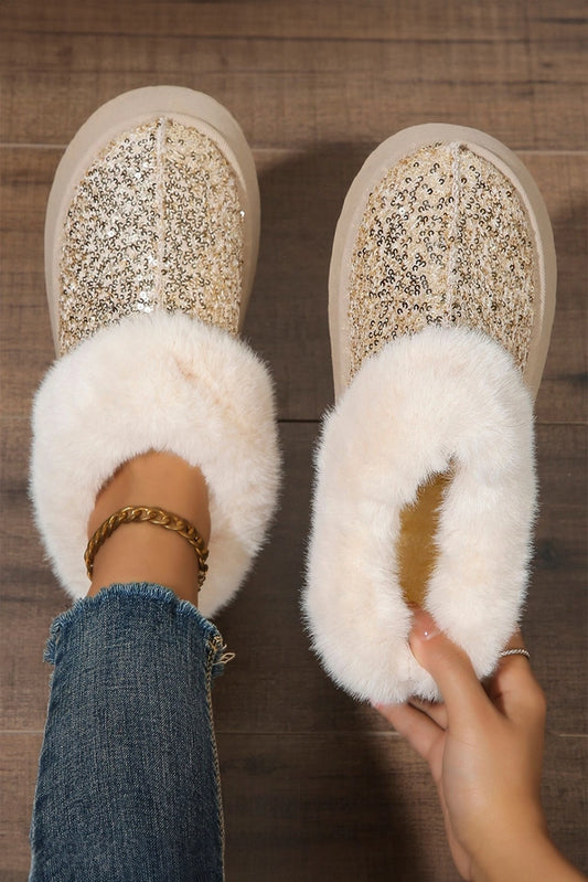 SEQUIN PLUSH SLIDES