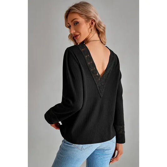 SOLID KNIT LACE REVERSIBLE V-BACK