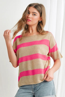 Pink + Beige Sweater T