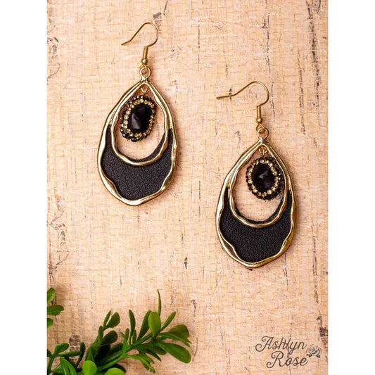 Black Leather Drop Earrings