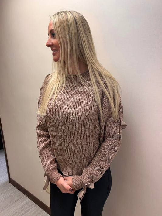 BLUSH KNITTED BOW SWEATER