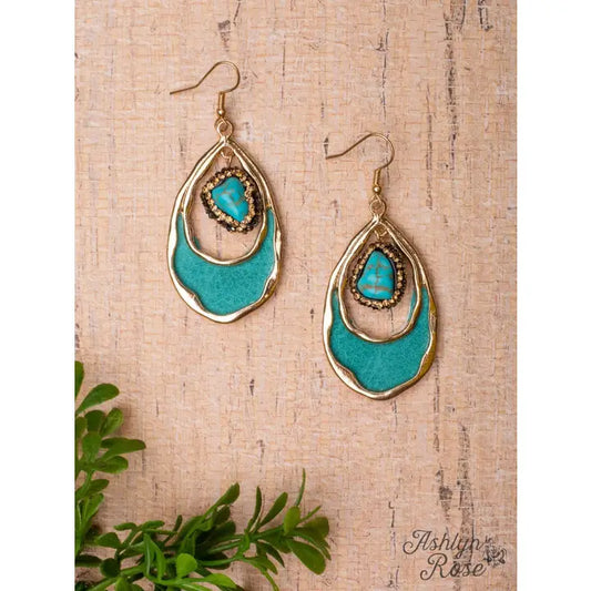 Turquoise Leather Drop Earrings
